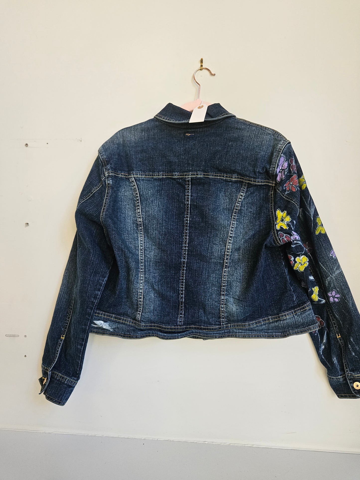 jean jackets with folral sleeves